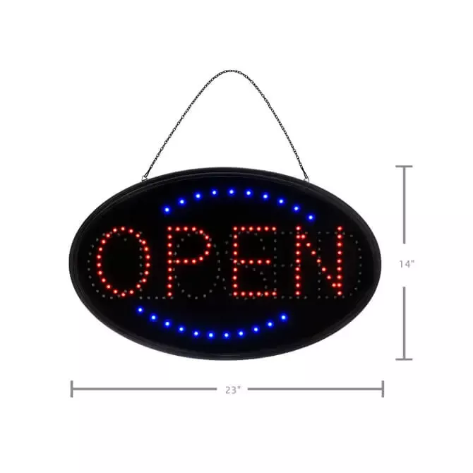 Alpine Industries 497-09 Open / Closed LED Oval Window Sign 23" x 14"