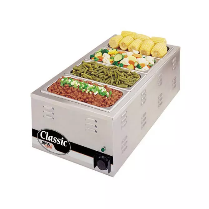 APW Wyott W-43V 28.5-Quart 4-Pan Insulated Countertop Food Warmer 14-1/2"W