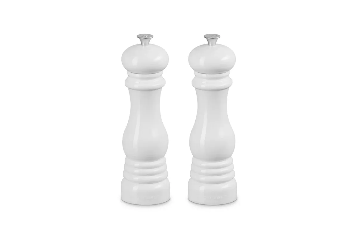 Salt And Pepper Mill Set – White 8″ x 2 1/2″ each