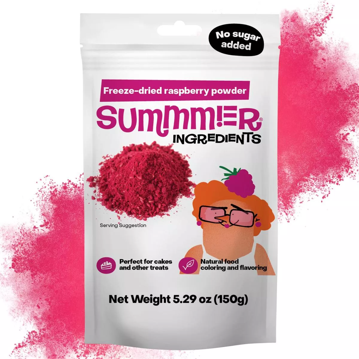 SUMMMER Freeze Dried Raspberry Powder – 100% Natural, Gluten Free, Non-GMO, Vegan, 5.29 Oz